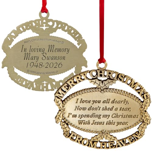 Let's Make Memories Merry Christmas from Heaven Sympathy Ornament- Gold PLT - color: Merry Christmas from Heaven - Gold Plated