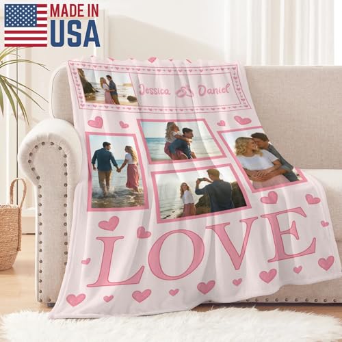 D-Story Custom Blanket with Picture Couples Gifts Valentines Day Gifts for Her Him Personalized Photo Blanket Customizable I Love You Gifts for Girlfriend Boyfriend Wife Husband Love - color: Love