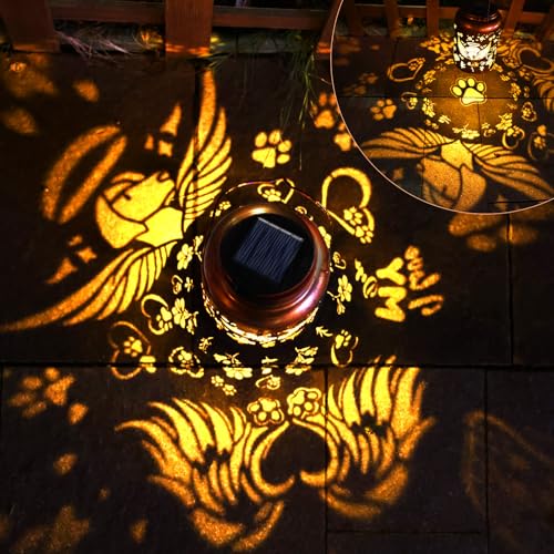 Dog Memorial Solar Lanterns Pet Passing Away Memorial Gifts for Loss of Dog | Paw Angel Sympathy Remembrance Bereavement Outdoor Pet Funerary Grave Decor