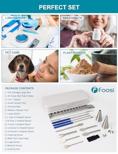 16Pcs Filling Tools Kit - Short Stem Funnels Home & Lab Supplies with Empty Tray and Spoon Scoops Spatula Tamper Quickly Maker All Size # 000 00 0 1 2 3 4 5 Funnel （16Pcs