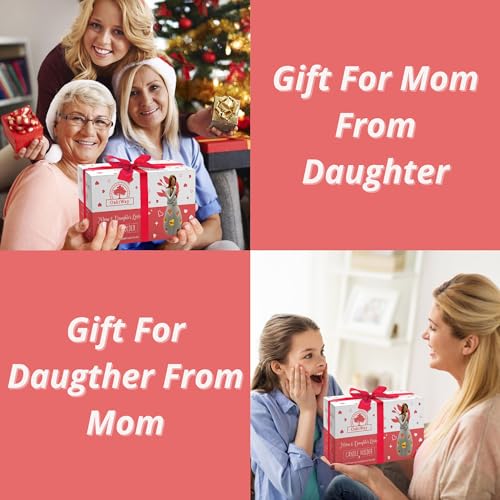 Mother-Daughter Glow in The Dark Candle Holder Statue with Flickering LED Candle | Hand-Painted - Unique Gifts for Mother's Day, Christmas, Birthday | Greeting Card Included - color: Mom & Gaughter (Glow-light Brown)