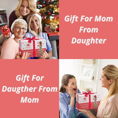 Mother-Daughter Glow in The Dark Candle Holder Statue with Flickering LED Candle | Hand-Painted - Unique Gifts for Mother's Day, Christmas, Birthday | Greeting Card Included - color: Mom & Gaughter (Glow-light Brown)