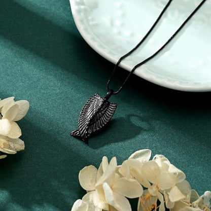 Angel Wings Cremation Jewelry Necklaces Stainless Steel Urn Necklaces for Ashes Memorial Keepsake Pendant for Women Men Gifts With Funnel Kit & Bag - color: Customize