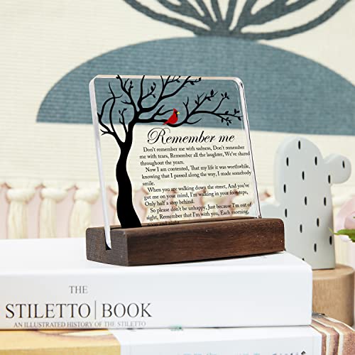 Cardinal Sympathy Gift, Sympathy Gifts, Memorial Gifts for Loss of Loved One Condolence Grief Bereavement Present in Memory of Mother Father Husband Wife - Clear Plaque Sign With Wooden Stand - color: Colour03