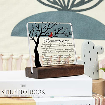 Cardinal Sympathy Gift, Sympathy Gifts, Memorial Gifts for Loss of Loved One Condolence Grief Bereavement Present in Memory of Mother Father Husband Wife - Clear Plaque Sign With Wooden Stand - color: Colour03