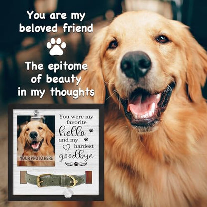 PUREFLY Dog Memorial Gifts for Loss of Dog, Loss of Dogs Sympathy Gift Pet Loss Sympathy Frame with Collar Holder, Pet Cat Remembrance Bereavement Gift - color: My Hardest Goodbye