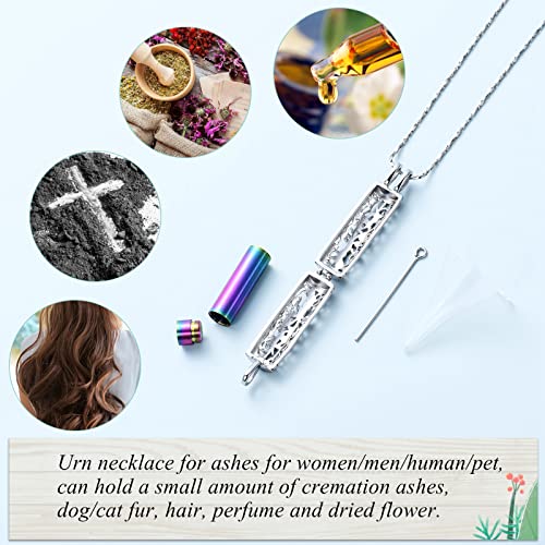 Imrsanl Cylinder Cremation Urn Necklace for Ashes of Loved One - color: Tree-Colorful