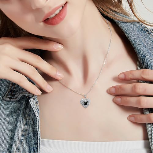Dorunmo Personalized Locket Necklace 925 Sterling Silver that Holds Pictures Butterfly Birthstone Photo Heart Locket Custom Jewelry Congratulations New Beginnings New Job Gifts for Women - color: Butterfly Black, style: Personalized Photo + Text