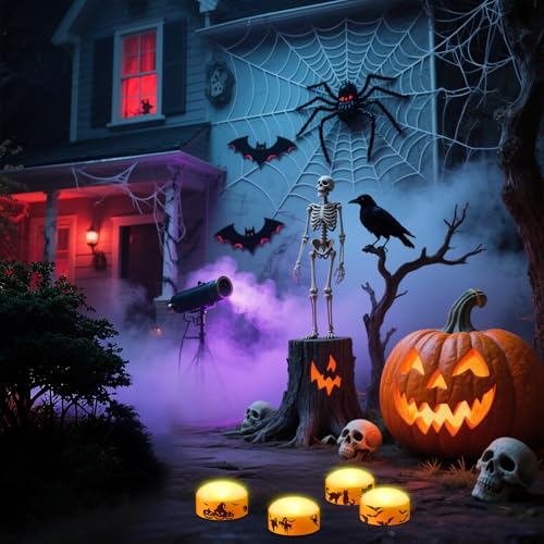 4 Pack Halloween LED Pumpkin Lights with Remote Control and Timer - color: Orange LED Pumpkin Lights 4PCS