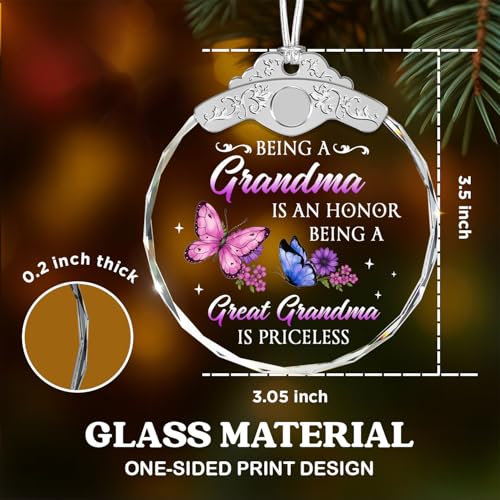 Christmas Glass Ornament - Great Grandmother Gift - Being a Grandma is an Honor Being a Great Grandma is Priceless - Grandmother Gifts from Grandson Granddaughter - Sentimental Keepsake - color: Great Grandma