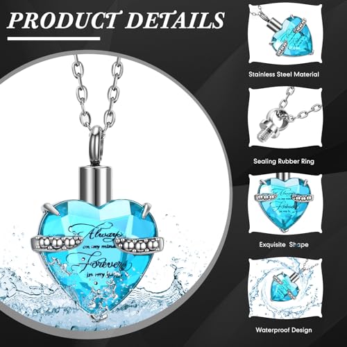 Ecation 15 Pcs Urn Necklace for Ashes Women Cremation Jewelry - color: Sky Blue