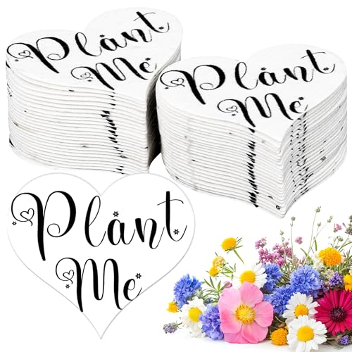 Heart Shaped Plantable Seed Paper, 50 Pieces, Wildflower Party Favors for Weddings, Showers, Birthdays, Memorials Garden Gifts