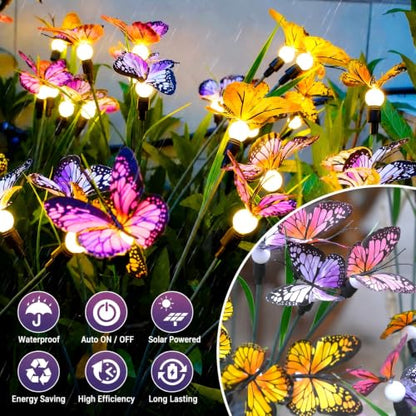 Solar Garden Lights 4 Pack, Upgraded Swaying Butterfly Light,Outdoor Light,Decorative Lights Yard Patio Pathway Decoration, Larger Solar Panel & Better Sway Effect - size: 4 Pack