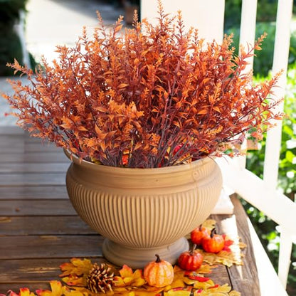 RECUTMS Artificial Fall Outdoor Plants Faux Lavender Flowers Fake Greenery - color: Brown, size: 12 Bundles