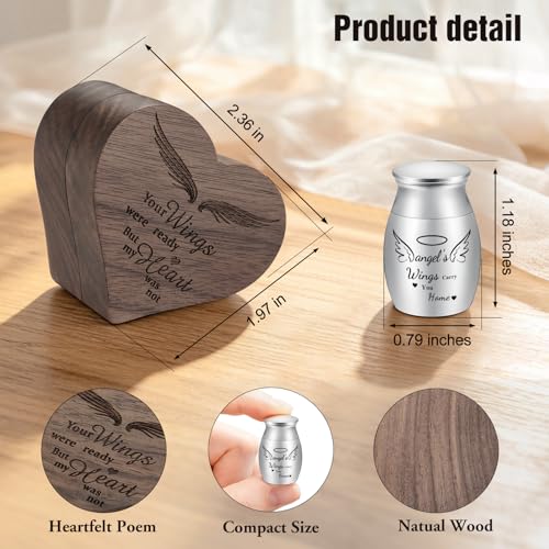 Customize Wooden Small Urn for Human Ashes Keepsake Memorial Box - style: Wing-Customize