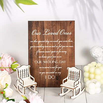 5 Pcs Memorial Table Sign for Wedding Memorial Chair Sign Wooden Wedding Table Plaque with Bracket in Memory of Loved Ones Who Died in Heaven Seat Chair Signage for Sympathy Gifts(Woodgrain Style) - style: Woodgrain Style