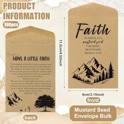 100 Pcs Poppy Memorial Day Envelopes/Mustard Seed of Faith Envelopes No Seed (Mustard Seed)