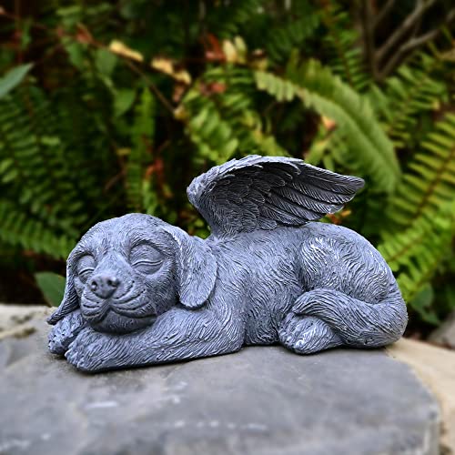 Sleeping Angel Dog Ornament Memorial Stone Gift for Pet Loss Sympathy - color: Angel Dog