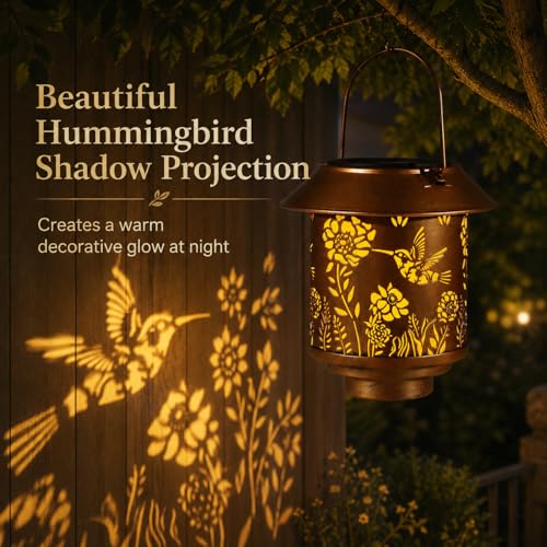 2 Pack Solar Lantern Outdoor Hanging, Gifts for Women Mom （Hummingbirds ） - color: b-Hummingbird-2PC
