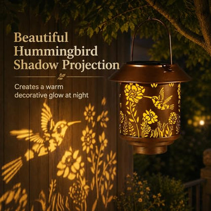 2 Pack Solar Lantern Outdoor Hanging, Gifts for Women Mom （Hummingbirds ） - color: b-Hummingbird-2PC