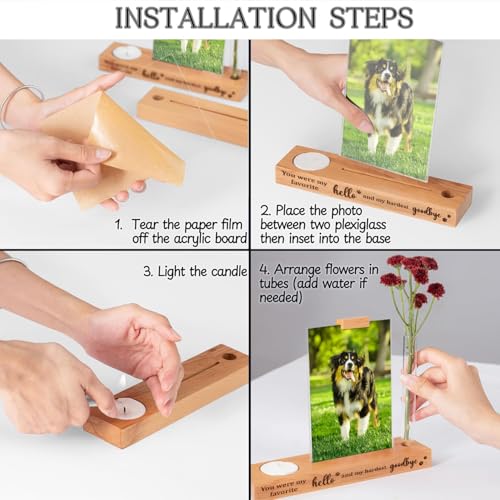 Dog Memorial Gifts – Pet Remembrance Keepsake, Sympathy Gift for Loss, Memorial Picture Frame Fits 4x6 In Photo with Vase and Photo Frame, Engraved Stand Handicraft (You were)