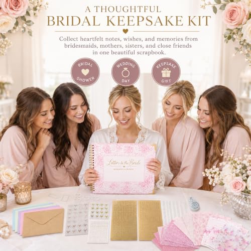 Letters to the Bride Scrapbook Kit, Bridal Shower Guest Book Alternative - color: pink