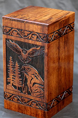 Wooden Urn for Human Ashes Adult Male/Women - Rosewood Funeral Cremation Urn for Ashes - Eagle Wooden Urns Hand-Crafted (S(8x4.75) 98 Cu/Inch) - color: S(8x4.75) 98 Cu/Inch