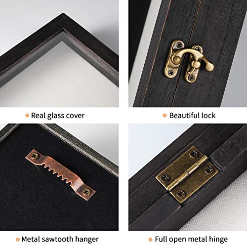 TJ.MOREE Large Shadow Box 13x16 Flowers Display Case Wooden Picture Frame - color: Black, size: 13x16