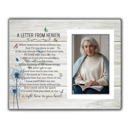 Letter from Heaven Memorial Picture Frame, Sympathy Gifts Bereavement Gifts for Loss of Loved One, In Loving Memory Photo Frame Gift, Memorial Condolences Remembrance Mother Father Gift 4x6 in