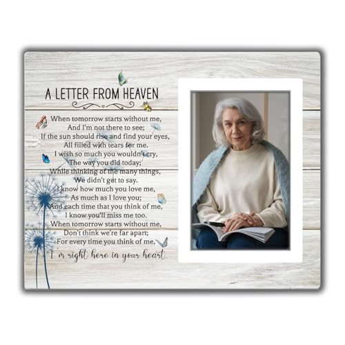 Letter from Heaven Memorial Picture Frame, Sympathy Gifts Bereavement Gifts for Loss of Loved One, In Loving Memory Photo Frame Gift, Memorial Condolences Remembrance Mother Father Gift 4x6 in