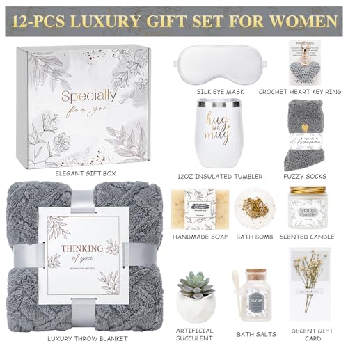 Get Well Gifts for Women Self Care Gifts Basket - Relaxing Spa Care Package After Surgery Mothers Day gifts - Feel Better Sympathy Mothersday Birthday Gift for Her Mom Sister Friend Wife (Gray) - color: Gray