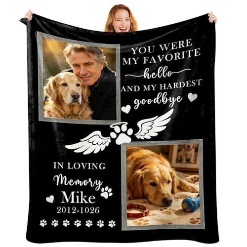 Custom Memorial Blanket with Photo, Personalized in Loving Memory Throw for Loss of Loved One, Made in USA, Customized Sympathy Bereavement Remembrance Grieving Blanket for Loss One (Design 07) - color: Design 07