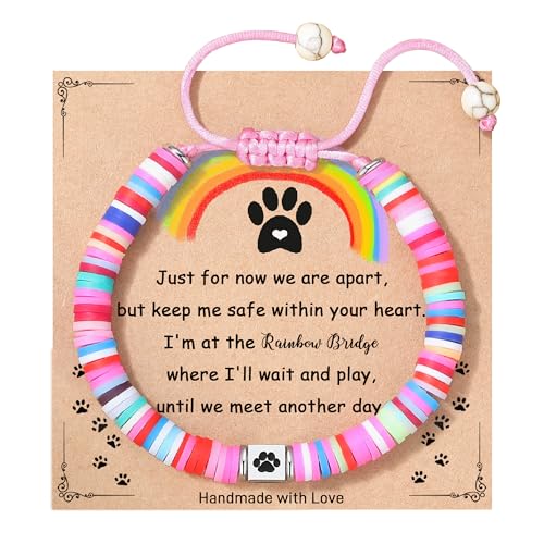 TONY & SANDY Dog Memorial Gifts, Pet Sympathy Rainbow Bridge Pet Memorial Bracelet for Men Women Girls Who Loss of Beloved Dog Cat - color: Colorful