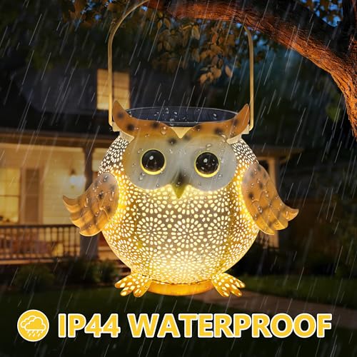 Solar Lantern Outdoor Lights, Cute Metal Solar Owl Lamp with Sound - size: Owl