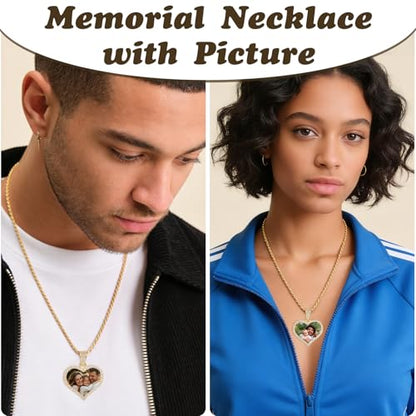 HJX Custom Circle Chain with Wings, Memorial Picture Necklace for Men Womem - color: 4-heart