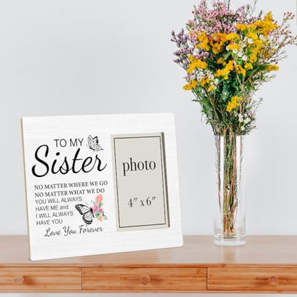 Sister Picture Frame Gifts, Birthday Christmas Gifts for Sisters, to Love You Forever Wood Picture Frame, 4 x 6 Inch Photo - color: multicolour