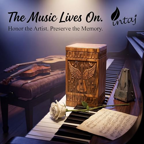 Guitar Wings Wooden Keepsake Urn for Human Ashes, 20 Cu in, Rosewood - color: Rosewood, size: Keepsake (20 lbs)
