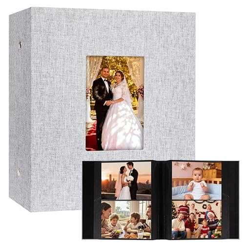 Aevdor 5x7 Photo Album, Holds 320 Photos, Linen Cover, Grey | Fits 5x7 Photos, Postcards & Artwork, Family & Wedding Albums, Baby & Travel Memories - color: Grey