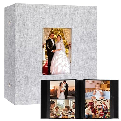 Aevdor 5x7 Photo Album, Holds 320 Photos, Linen Cover, Grey | Fits 5x7 Photos, Postcards & Artwork, Family & Wedding Albums, Baby & Travel Memories - color: Grey