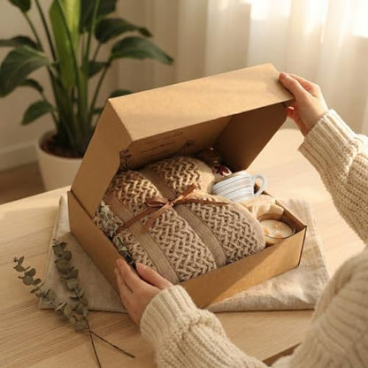 Cozy Self Care Package for Women – Warm & Comforting Thinking of You Gift Box for Birthday,Bes Friend Gift, Get Well Soon/Bereavement/Condolence/Farewell Gift, Sympathy /Encouragement gift(TAN) - color: Milky Tea