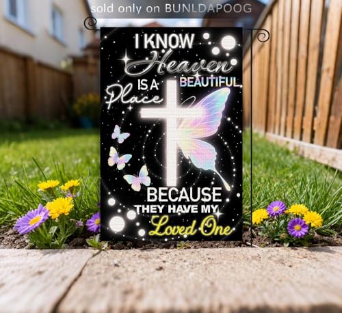 Memorial Garden Flag 12x18 Inch Double Sided Burlap Vertical Grave flags for Cemetery Bereavement Inspirational Banner