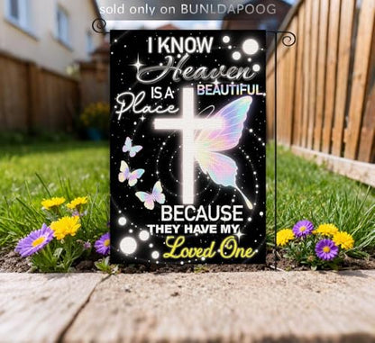 Memorial Garden Flag 12x18 Inch Double Sided Burlap Vertical Grave flags for Cemetery Bereavement Inspirational Banner