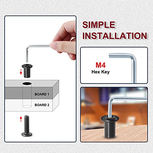 M6x20mm Hex Drive Socket Cap Bolt, Black, 10 Pair (20 Piece) | Allen Wrench Included, Countersunk Screw Barrel Nuts, Binding Screws, For Crib Replacement Belt Cabinet - color: Black, size: M6x20mm