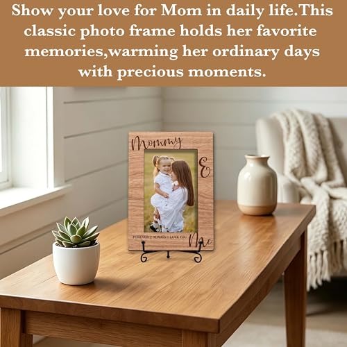 Mom Picture Frame, Mommy And Me Photo Frame, Best Mom Gift, Mother's Day Birthday Gift, 4x6 Wood Desk Frame - L09 - style: mommy and me