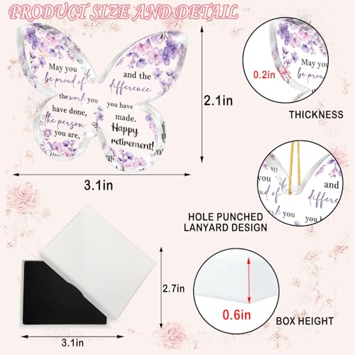 Retirement Gifts for Women, Purple Butterfly Acrylic Keepsake Be Proud of the Difference You've Made Wall Hanging with Gift Box, Inspirational Farewell Gift, Bestie Gifts for Your Loved Ones - color: Tui