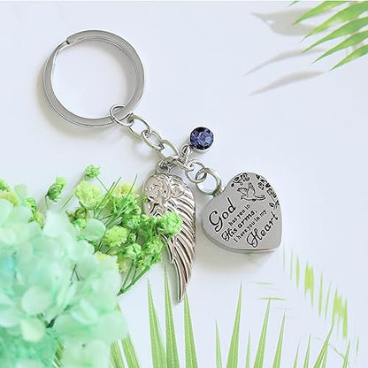 Heart Urn Necklace for Ashes Cremation Jewelry Urn Keychain for Ashes with Birthstone Cremation Keychain - color: October