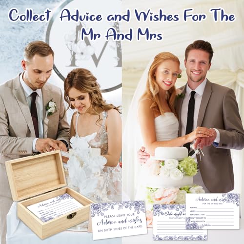 Advice And Wishes For The Mr And Mrs, 50 Pcs Wedding Advice Cards - color: Blue Flower