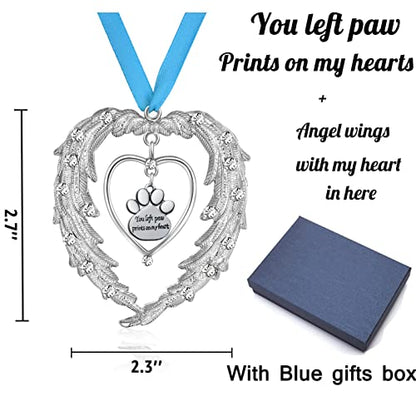 Pet Memorial Christmas Ornaments, Angel Wings Dog Remembrance Gift, Pet Memorial Gifts for Loss of Dog,Pet Bereavement Sympathy Gift, Xmas Tree Hanging Decorative Keepsake Frame Decor Pendant
