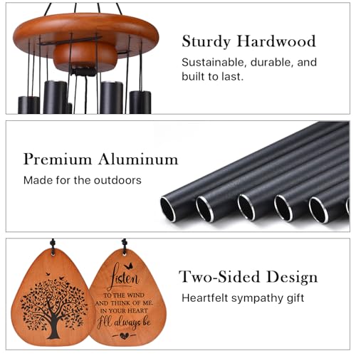 AMBOBE Memorial Wind Chimes for Loss of Loved One, Sympathy Wind Chime Gift | Bereavement Gifts, Beautiful Outdoor Garden Decor with Soothing Melodic Tones - size: Black - Tree of Life