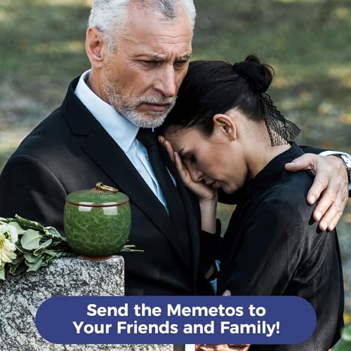 Small Urns for Human Ashes Keepsake, Ceramic Ice Crack Memorial Keepsake Cremation Urns Token Urns Mini Sharing Funeral Urns with Black Premium Box,Green - color: Green